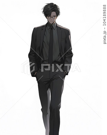 anime guy standing suit