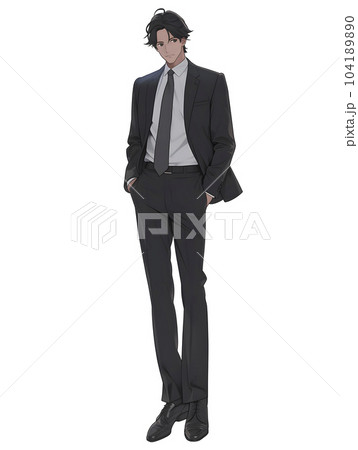 スーツ姿の男性　立ち姿　イラスト（Generative AI） 104189890
