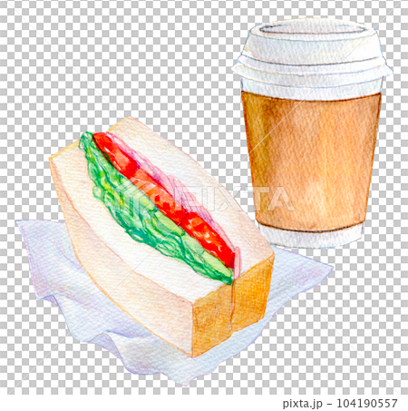 水彩イラスト　手描きイラスト　コンビニコーヒー 104190557