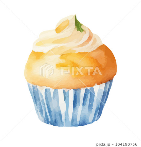 カップケーキの水彩イラスト AI生成画像のイラスト素材 [104190756