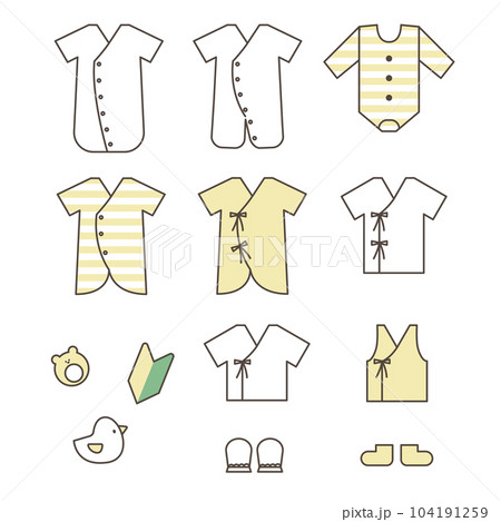 ベビー服　シンプルなイラスト素材　アイコンセット 104191259