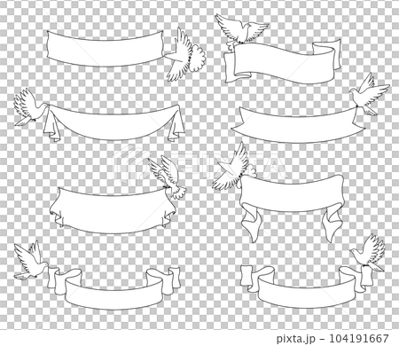 單色鳥和膠帶框，橫幅插圖集 104191667