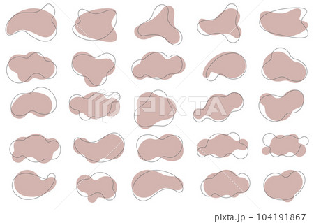 Pastel organic shapes set. Abstract irregular blots in minimal trendy design with outline circles. Forms for poster story frames. Vector 104191867