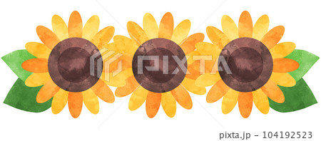 ひまわりの水彩あしらいイラスト 104192523