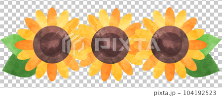 ひまわりの水彩あしらいイラスト 104192523