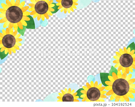 Watercolor frame with polka dots and sunflowers 104192524