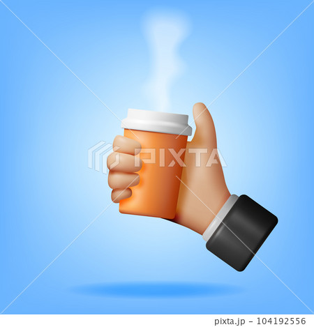 3d Human Hand Holding Coffee Cup Isolated. 104192556