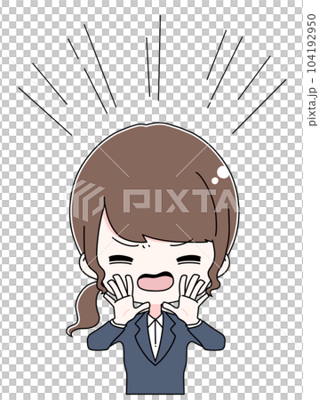 一個西裝革履的女人，臉色嚴峻的喊道 104192950