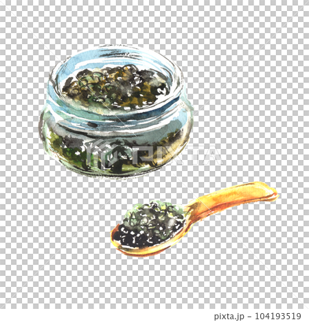 Illustration of caviar painted by watercolor 104193519