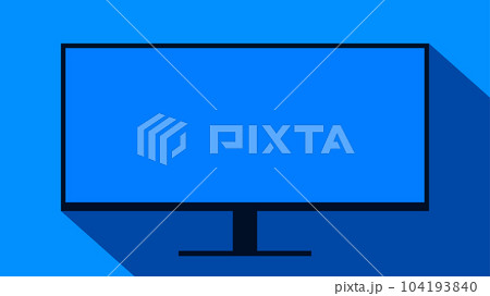 Ultrawide blue monitor display flat graphic with long shadow 104193840