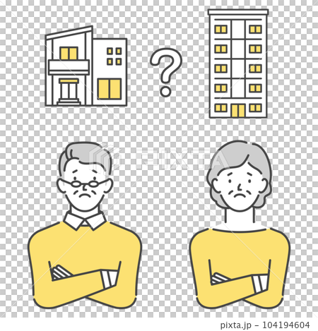 Detached houses and condominiums, senior generation worried about purchasing Detached houses and condominiums, senior generation worried about purchasing 104194604