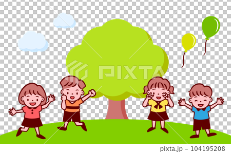 Vector title illustration material with copy space for kids and children on the theme of nature, trees, and the environment Vector title illustration material with copy space for kids and children on the theme of nature, trees, and the environment 104195208