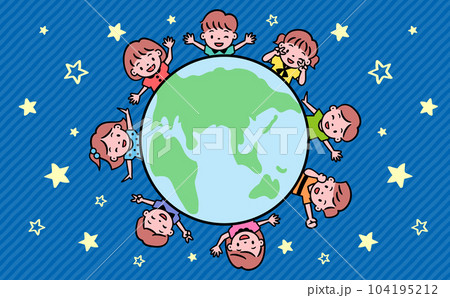 宇宙・地球・世界がテーマの子供・キッズベクターイラスト素材 104195212
