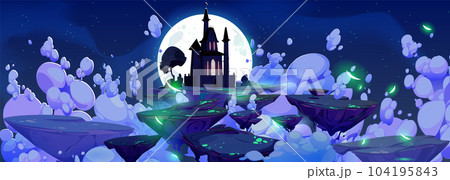 Fantasy sky road to magic castle vector background Fantasy sky road to magic castle vector background 104195843