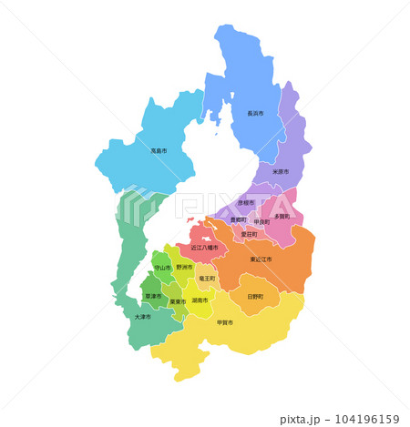 滋賀県と市町村地図 滋賀県と市町村地図 104196159