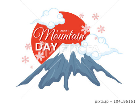Mountain Day in Japan Vector Illustration on August 11 with Mount Fuji and Sakura Flower Background in Flat Cartoon Hand Drawn Templates Mountain Day in Japan Vector Illustration on August 11 with Mount Fuji and Sakura Flower Background in Flat Cartoon Hand Drawn Templates 104196161