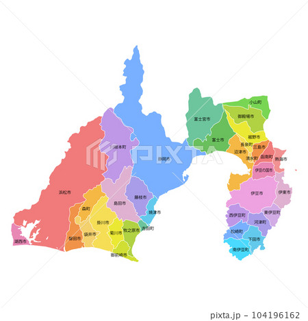 静岡県と市町村地図 静岡県と市町村地図 104196162