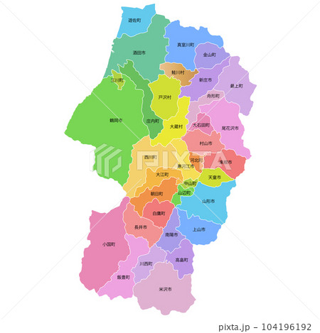 山形県と市町村地図 104196192