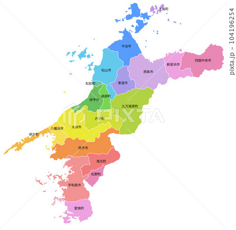 愛媛県と市町村地図のイラスト素材 [104196254] PIXTA