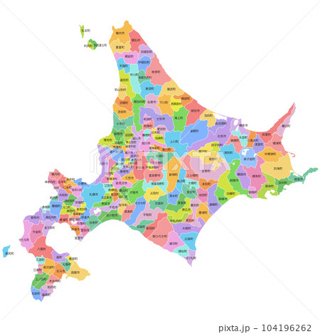 北海道と市町村地図のイラスト素材 [104196262] - PIXTA