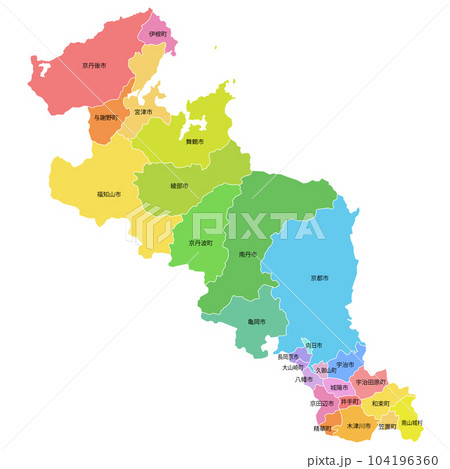 京都府と市町村地図のイラスト素材 [104196360] PIXTA