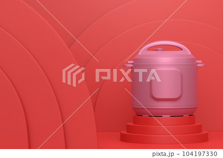 Abstract scene or podium with multi cooker on monochrome background Abstract scene or podium with multi cooker on monochrome background 104197330
