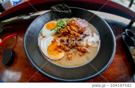 Sapporo miso ramen in a bowl Sapporo miso ramen in a bowl 104197582
