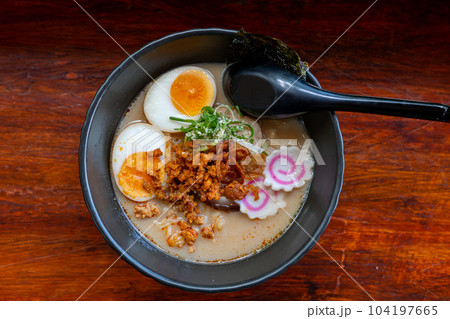 Sapporo miso ramen in a bowl 104197665