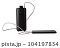 powerbank black isolated on a white background, usb cables, smartphone, plug 104197834