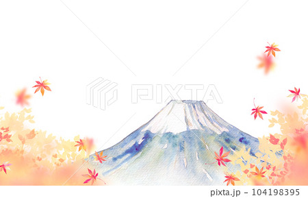 紅葉の季節の富士山　背景素材　夕焼け空 104198395