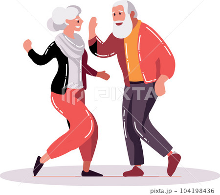 Hand Drawn Happy elderly couple dancing in flat style 104198436