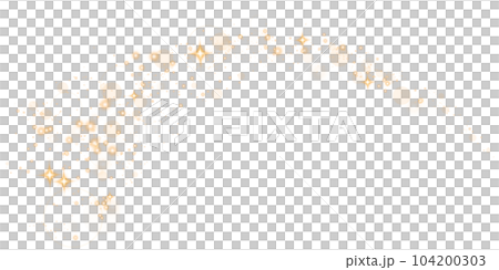 Golden glitter wave abstract illustration. Gold stars dust trail sparkling particles isolated on transparent background. Magic concept. PNG. 104200303