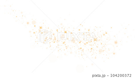 Golden glitter wave abstract illustration. Gold stars dust trail sparkling particles isolated on transparent background. Magic concept. PNG. 104200372