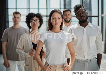 Smiling professional business leaders and employees group team portrait 104200922