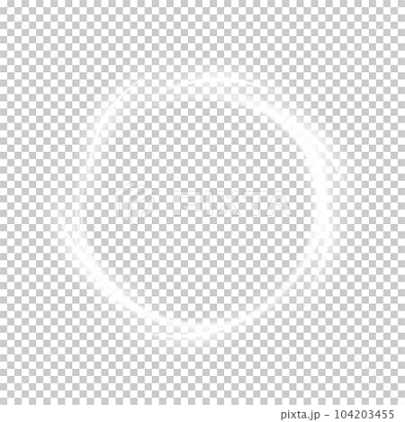 White Round shiny frame with lights and glow light sparkle. Abstract luxury light ring. Dust. Swirl effect. PNG 104203455