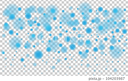 Blue shining bokeh lights with glowing particles on transparent background. PNG. 104203987