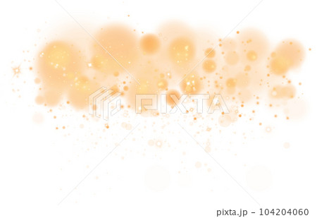 Golden shining bokeh lights with glowing particles on transparent background. PNG. 104204060