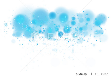 Blue shining bokeh lights with glowing particles on transparent background. PNG. 104204062