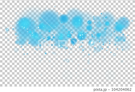 Blue shining bokeh lights with glowing particles on transparent background. PNG. 104204062