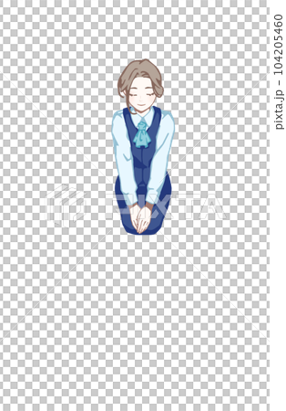 A woman in a suit greeting in seiza A woman in a suit greeting in seiza 104205460