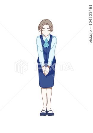 お辞儀をするスーツ姿の女性 104205461