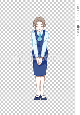 お辞儀をするスーツ姿の女性 104205461