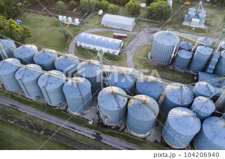 Grain storage steel silos, Patagonia, Argentina 104206940