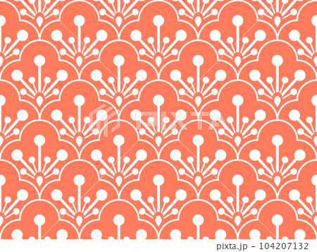 Flower geometric pattern. Seamless vector background. Pink and white ornament Flower geometric pattern. Seamless vector background. Pink and white ornament 104207132