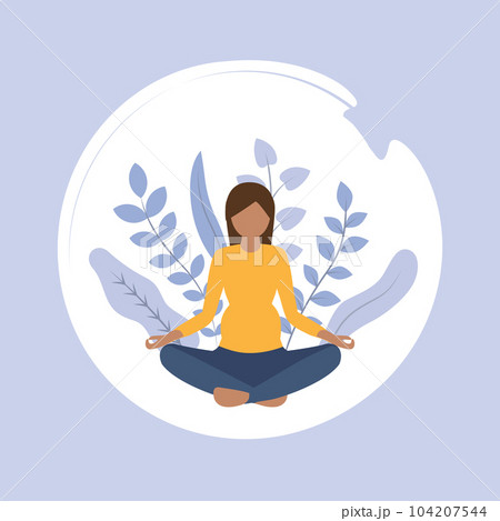 pregnant woman doing yoga exercise healthy lifestyle fitness floral design 104207544