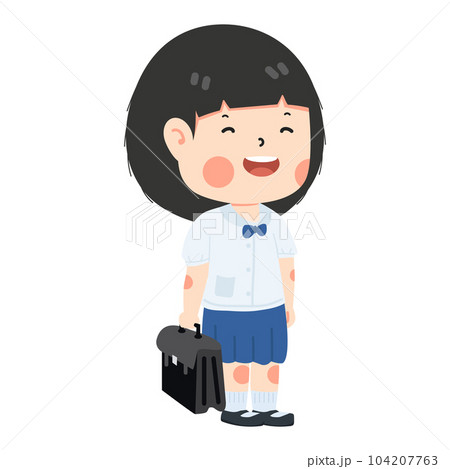 Cute girl student  holding  bag education 104207763