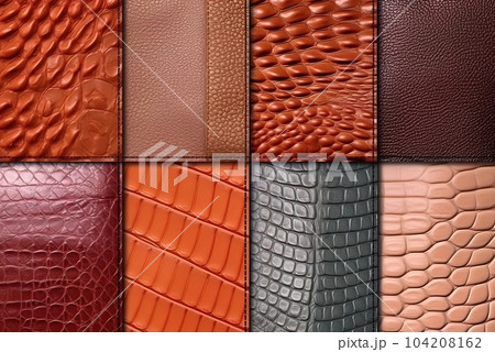 Examples of leather textures for sewing bags. Generative Artificial Intelligence Examples of leather textures for sewing bags. Generative Artificial Intelligence 104208162