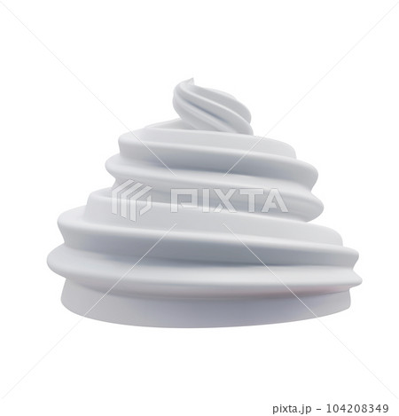 Whipped Cream swirl isolated on white background. 3d realistic vector 104208349