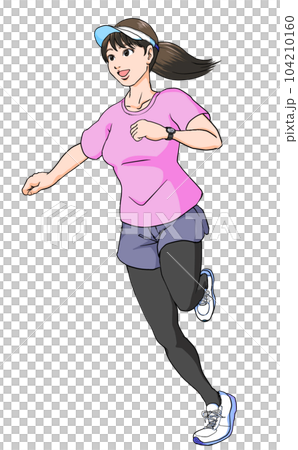 Young woman jogging with a refreshing smile 104210160