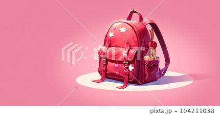Drawing of school satchel, backpack for books and textbooks, school year, the concept of school education 104211038